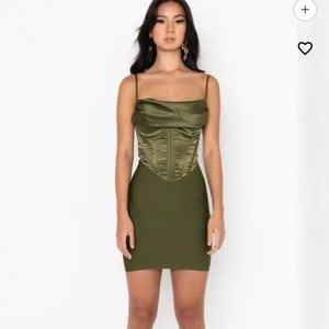 AKIRA Label No Time Bandage Mini Dress With Attached Satin